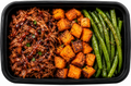 BBQ Pulled Pork + Roasted Sweet Potatoes + Green Beans