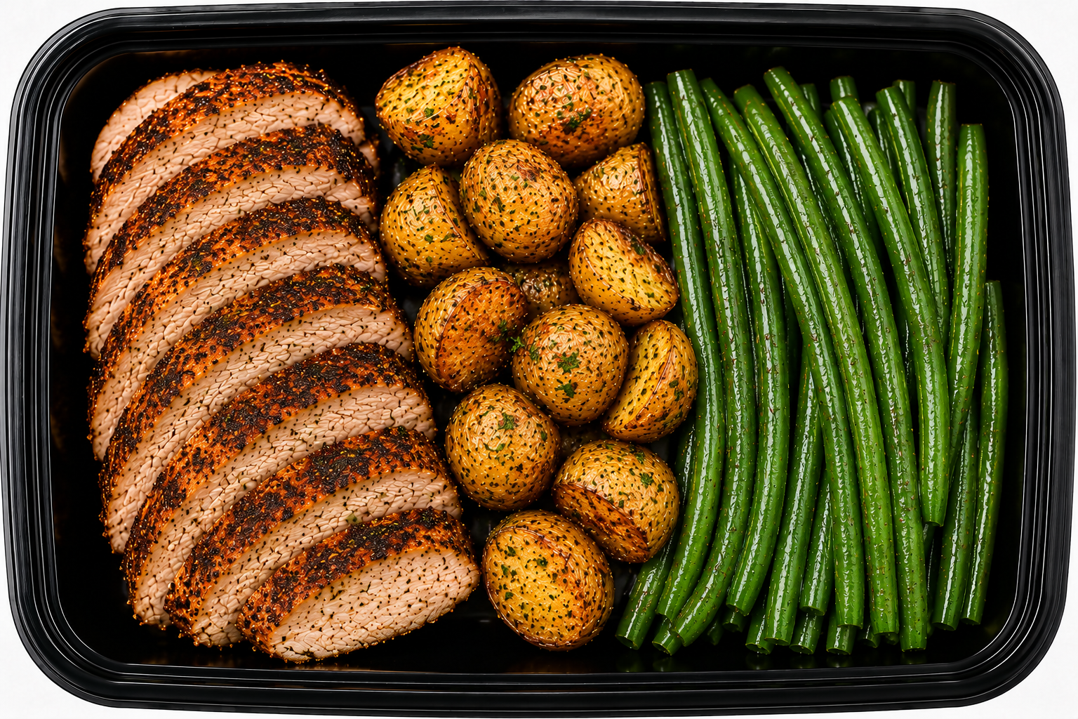 Cajun Pork Tenderloin + Garlic Roasted Potatoes + Green Beans