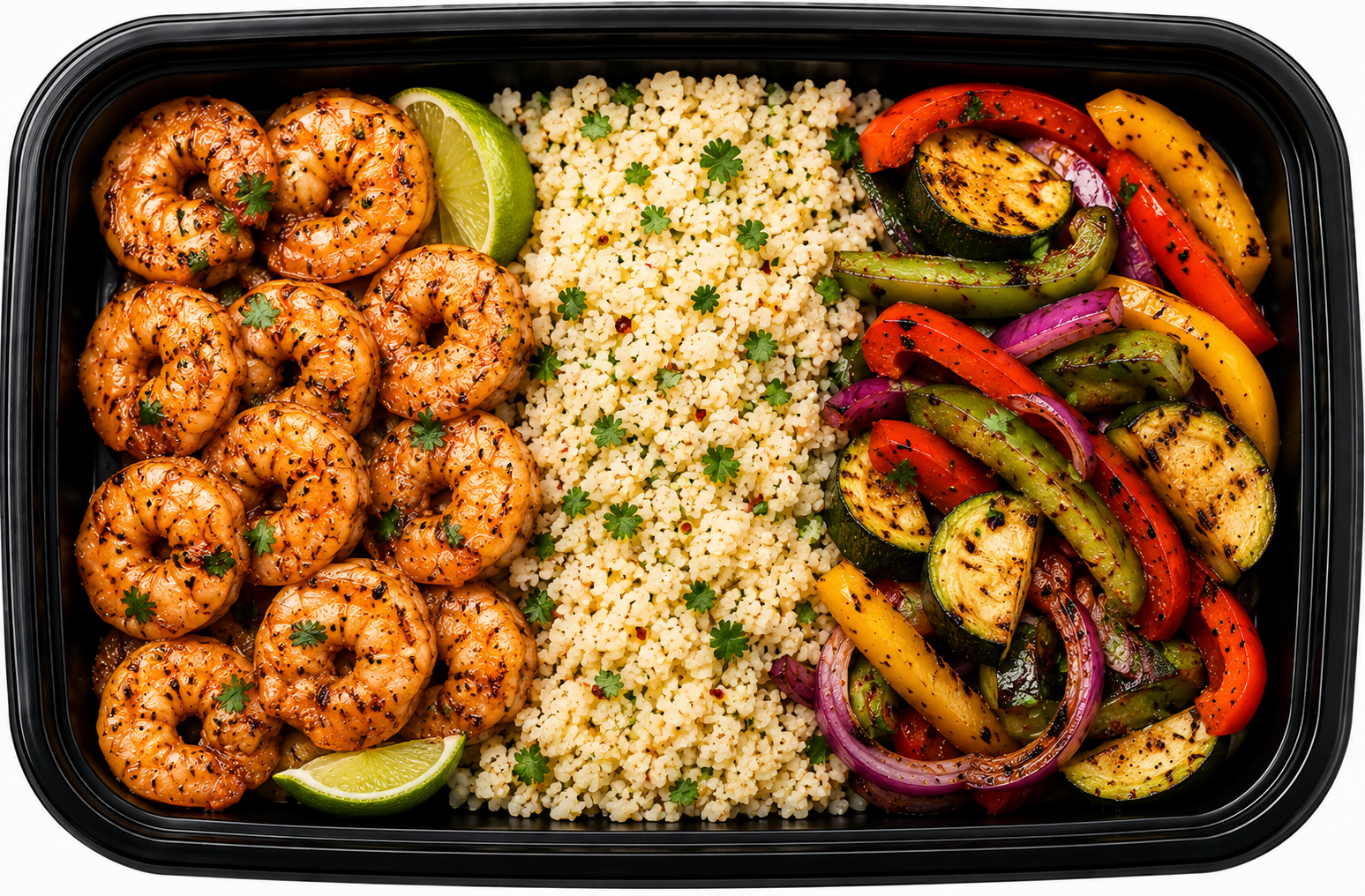 Chili Lime Shrimp + Cauliflower Rice + Grilled Veggies